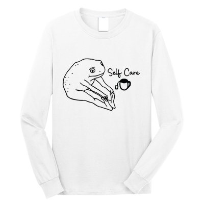 Funny Frog Self Care Retro Long Sleeve Shirt