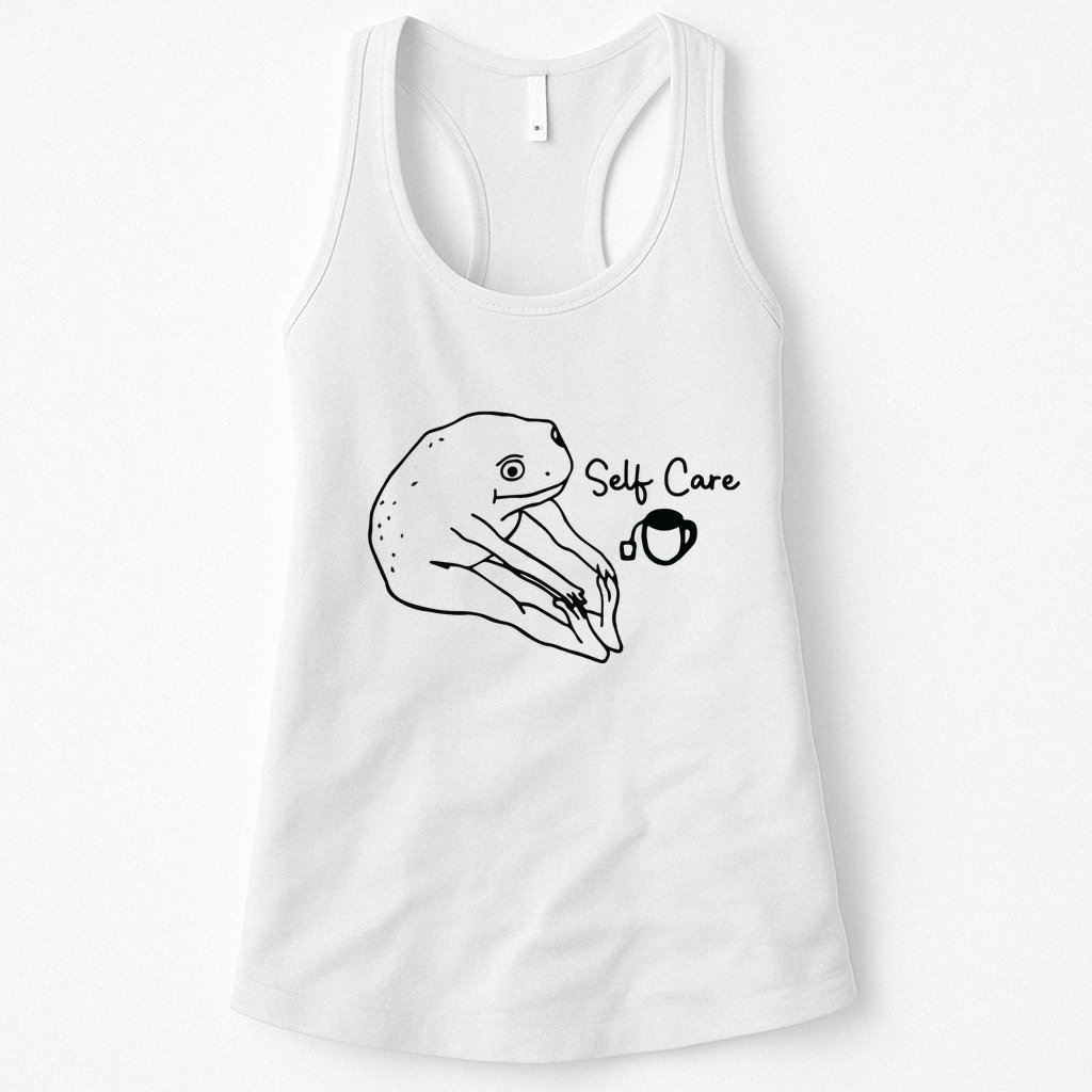 Funny Frog Self Care Retro Womens Tank Top