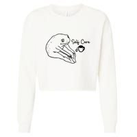 Funny Frog Self Care Retro Cropped Pullover Crew