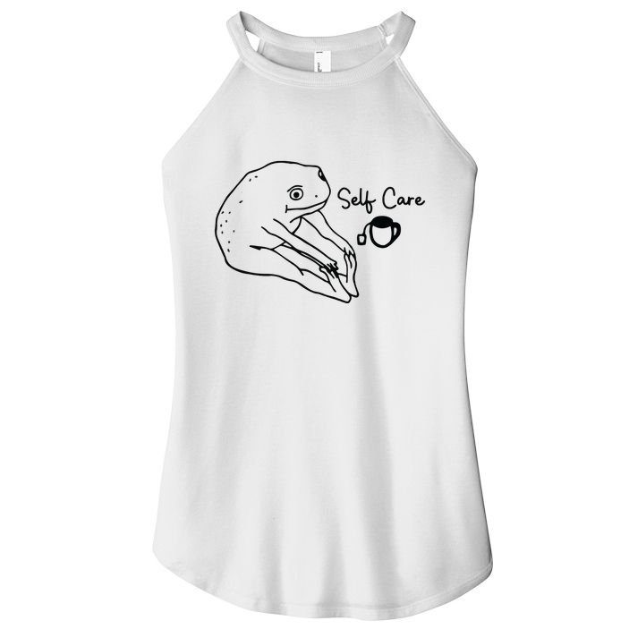 Funny Frog Self Care Retro Women's Perfect Tri Rocker Tank