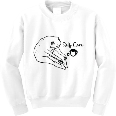 Funny Frog Self Care Retro Kids Sweatshirt