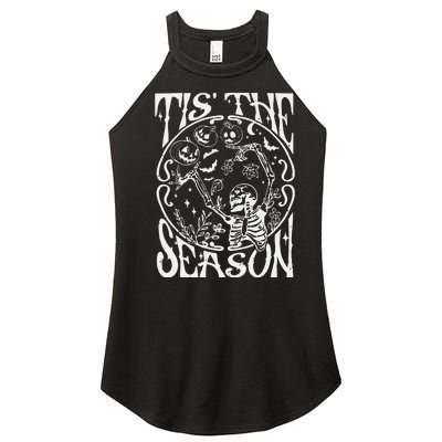 Funny Fall Skeleton Tis The Season Scary Halloween Pumpkin Women’s Perfect Tri Rocker Tank