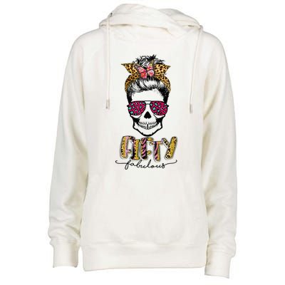 Fifty & Fabulous Sugar Skull Mom 50th Birthday Gifts Womens Funnel Neck Pullover Hood