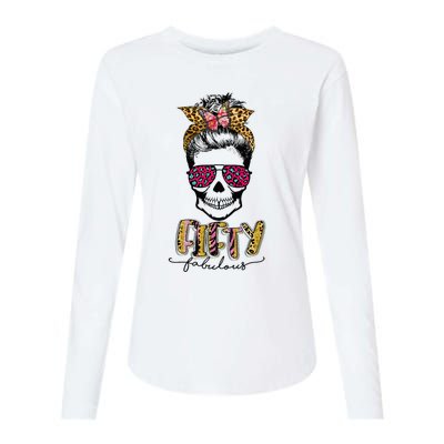 Fifty & Fabulous Sugar Skull Mom 50th Birthday Gifts Womens Cotton Relaxed Long Sleeve T-Shirt