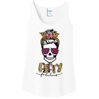 Fifty & Fabulous Sugar Skull Mom 50th Birthday Gifts Ladies Essential Tank