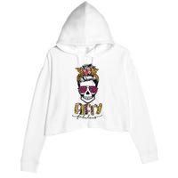 Fifty & Fabulous Sugar Skull Mom 50th Birthday Gifts Crop Fleece Hoodie