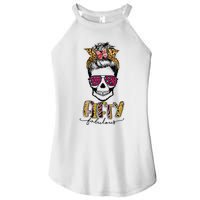 Fifty & Fabulous Sugar Skull Mom 50th Birthday Gifts Women’s Perfect Tri Rocker Tank