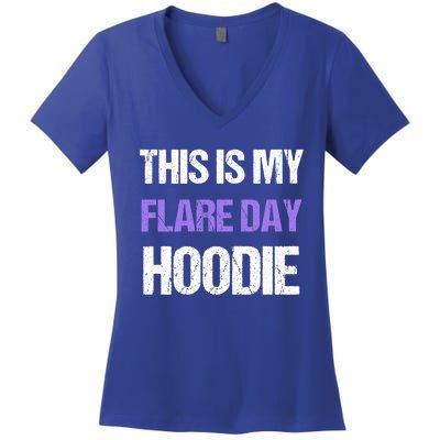 Funny Fibro Spoonie Design Fibromyalgia This Is My Flare Day Gift Women's V-Neck T-Shirt