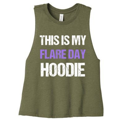 Funny Fibro Spoonie Design Fibromyalgia This Is My Flare Day Gift Women's Racerback Cropped Tank