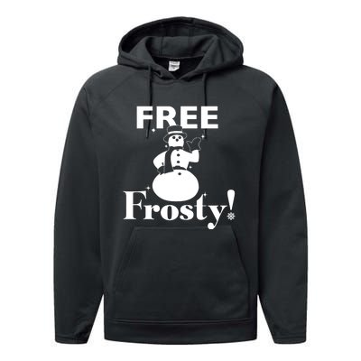 Free Frosty Snowman Christmas Xmas Holiday Trending Performance Fleece Hoodie