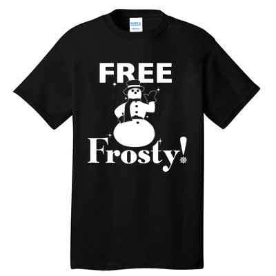 Free Frosty Snowman Christmas Xmas Holiday Trending Tall T-Shirt