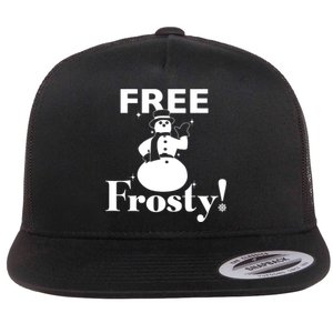 Free Frosty Snowman Christmas Xmas Holiday Trending Flat Bill Trucker Hat