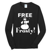 Free Frosty Snowman Christmas Xmas Holiday Trending Tall Long Sleeve T-Shirt