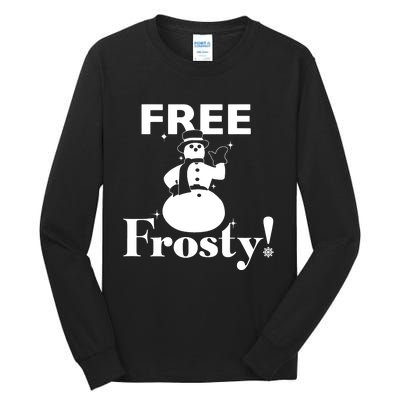 Free Frosty Snowman Christmas Xmas Holiday Trending Tall Long Sleeve T-Shirt