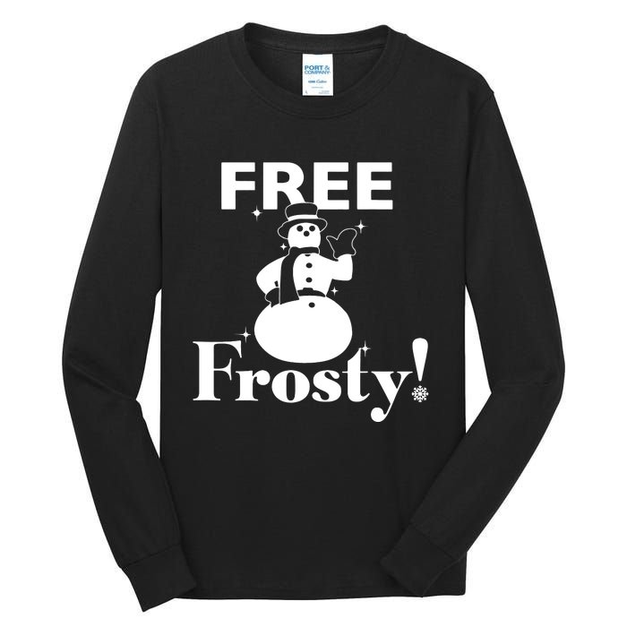 Free Frosty Snowman Christmas Xmas Holiday Trending Tall Long Sleeve T-Shirt