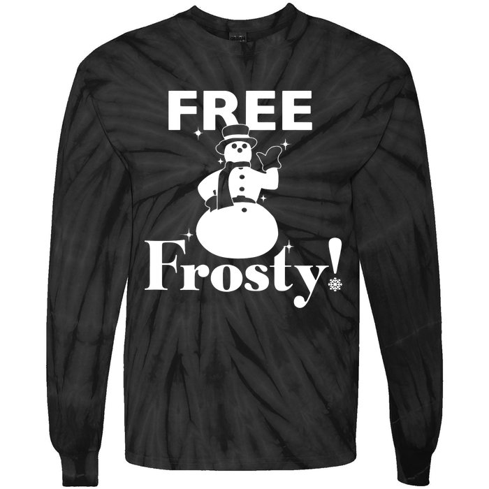 Free Frosty Snowman Christmas Xmas Holiday Trending Tie-Dye Long Sleeve Shirt