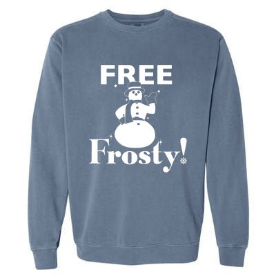 Free Frosty Snowman Christmas Xmas Holiday Trending Garment-Dyed Sweatshirt