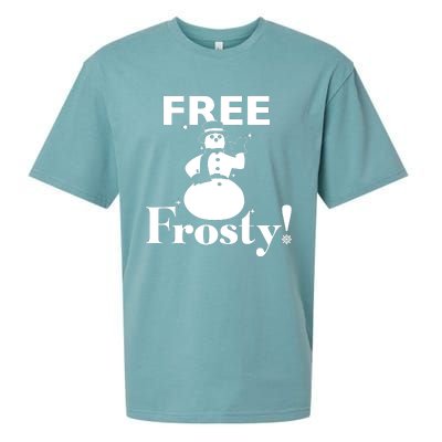 Free Frosty Snowman Christmas Xmas Holiday Trending Sueded Cloud Jersey T-Shirt