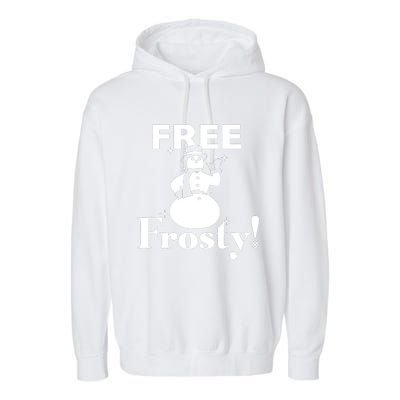 Free Frosty Snowman Christmas Xmas Holiday Trending Garment-Dyed Fleece Hoodie