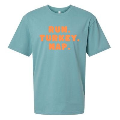 Funny Fall Sayings Thanksgiving Run Turkey Nap Great Gift Sueded Cloud Jersey T-Shirt