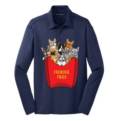 Frenchie Fries Shirts French Bulldog Dog Mom Dog Dad Cute Silk Touch Performance Long Sleeve Polo