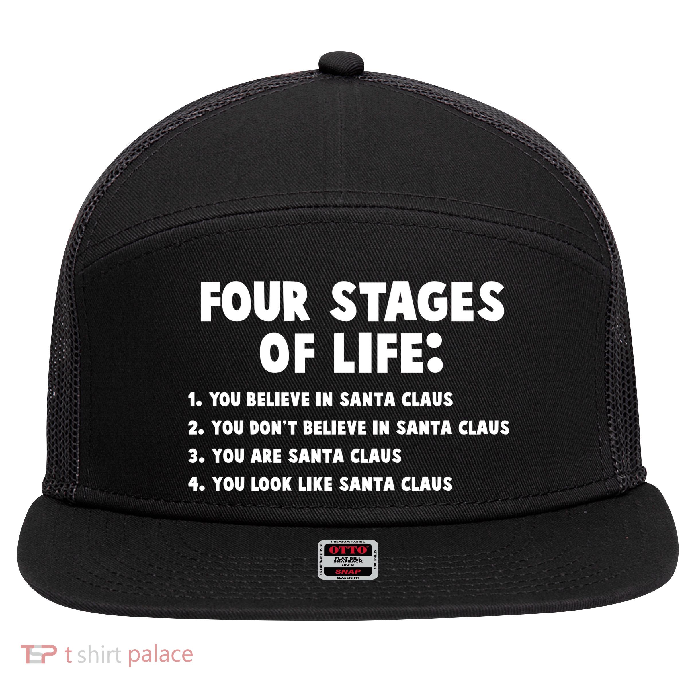 Funny Four Stages Of Life 7 Panel Mesh Trucker Snapback Hat