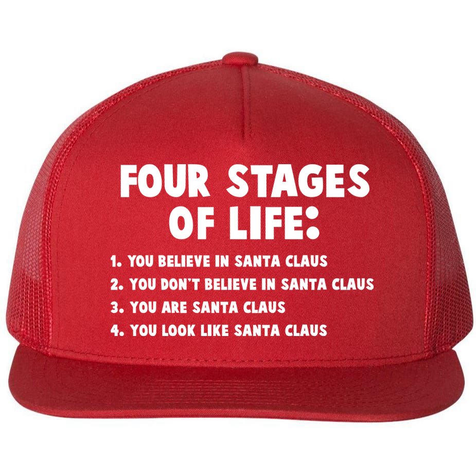 Funny Four Stages Of Life Flat Bill Trucker Hat