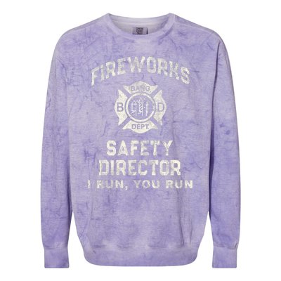 Funny Fireworks Safety Director 4th Of July Pyro Boom Squad Colorblast Crewneck Sweatshirt