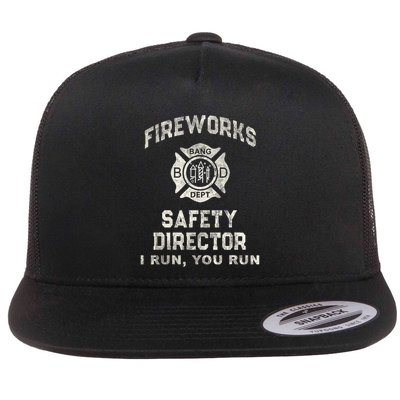 Funny Fireworks Safety Director 4th Of July Pyro Boom Squad Flatbill Hat