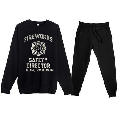 Funny Fireworks Safety Director 4th Of July Pyro Boom Squad Premium Crewneck Sweatsuit Set