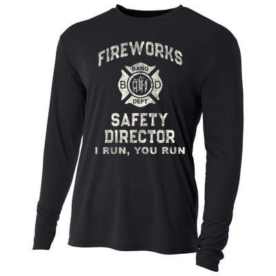 Funny Fireworks Safety Director 4th Of July Pyro Boom Squad Cooling Performance Long Sleeve Crew