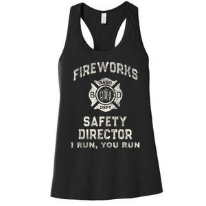 Funny Fireworks Safety Director 4th Of July Pyro Boom Squad Women's Racerback Tank