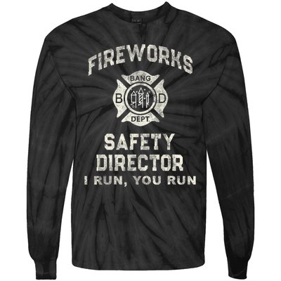 Funny Fireworks Safety Director 4th Of July Pyro Boom Squad Tie-Dye Long Sleeve Shirt