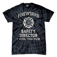 Funny Fireworks Safety Director 4th Of July Pyro Boom Squad Tie-Dye T-Shirt