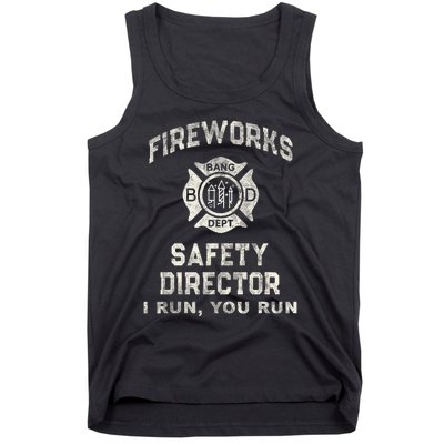 Funny Fireworks Safety Director 4th Of July Pyro Boom Squad Tank Top