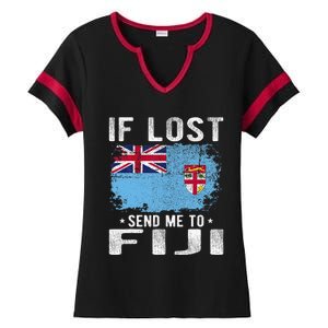 Fiji Flag Souvenir If Lost Send Me To Fiji Ladies Halftime Notch Neck Tee