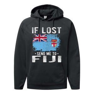 Fiji Flag Souvenir If Lost Send Me To Fiji Performance Fleece Hoodie