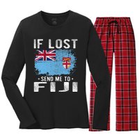 Fiji Flag Souvenir If Lost Send Me To Fiji Women's Long Sleeve Flannel Pajama Set 