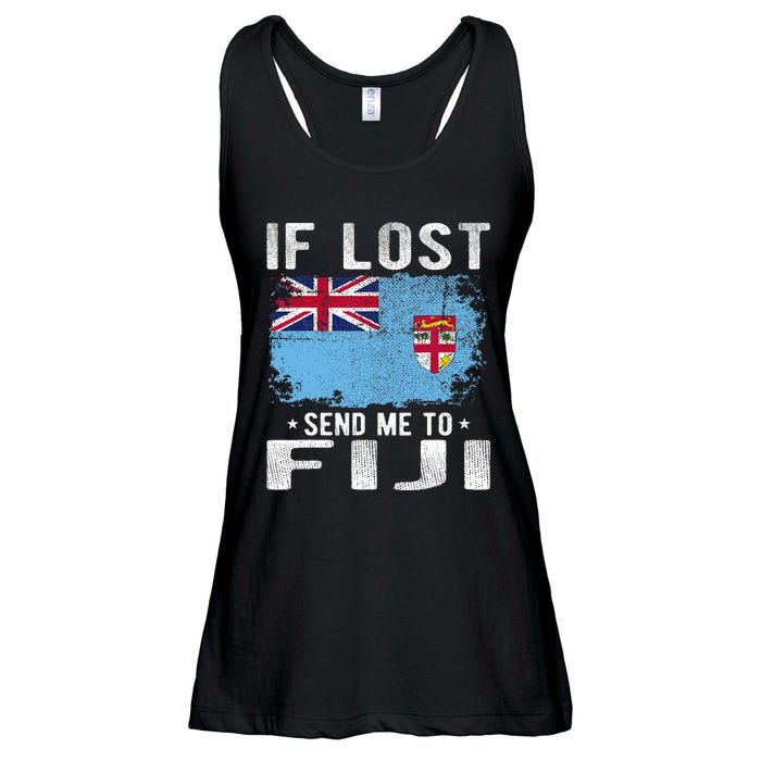 Fiji Flag Souvenir If Lost Send Me To Fiji Ladies Essential Flowy Tank