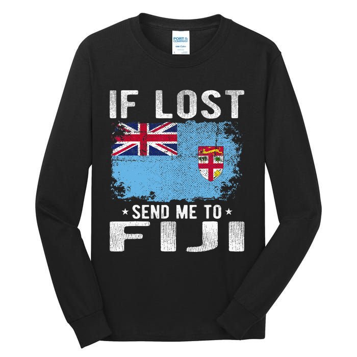 Fiji Flag Souvenir If Lost Send Me To Fiji Tall Long Sleeve T-Shirt