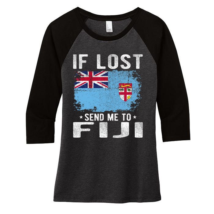 Fiji Flag Souvenir If Lost Send Me To Fiji Women's Tri-Blend 3/4-Sleeve Raglan Shirt