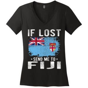 Fiji Flag Souvenir If Lost Send Me To Fiji Women's V-Neck T-Shirt