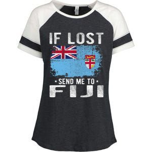 Fiji Flag Souvenir If Lost Send Me To Fiji Enza Ladies Jersey Colorblock Tee