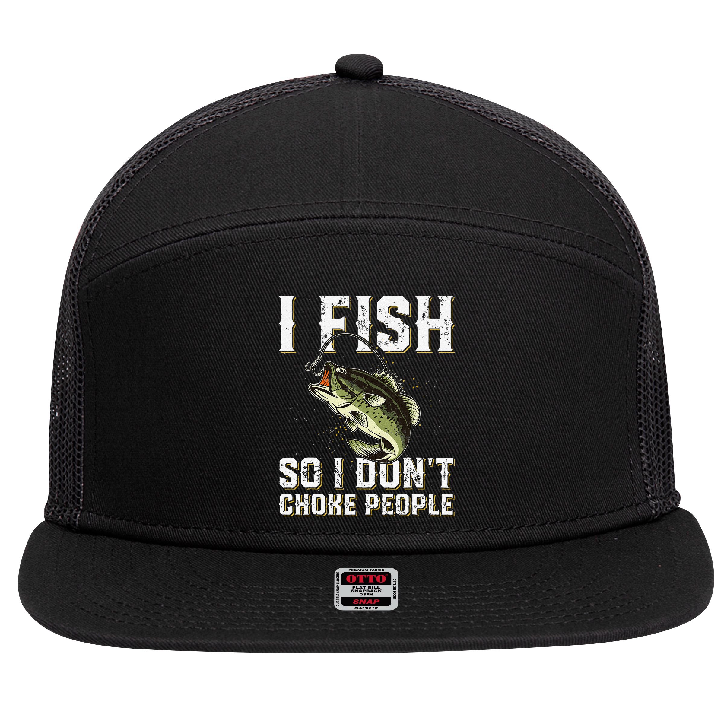 Funny Fishing Saying 7 Panel Mesh Trucker Snapback Hat