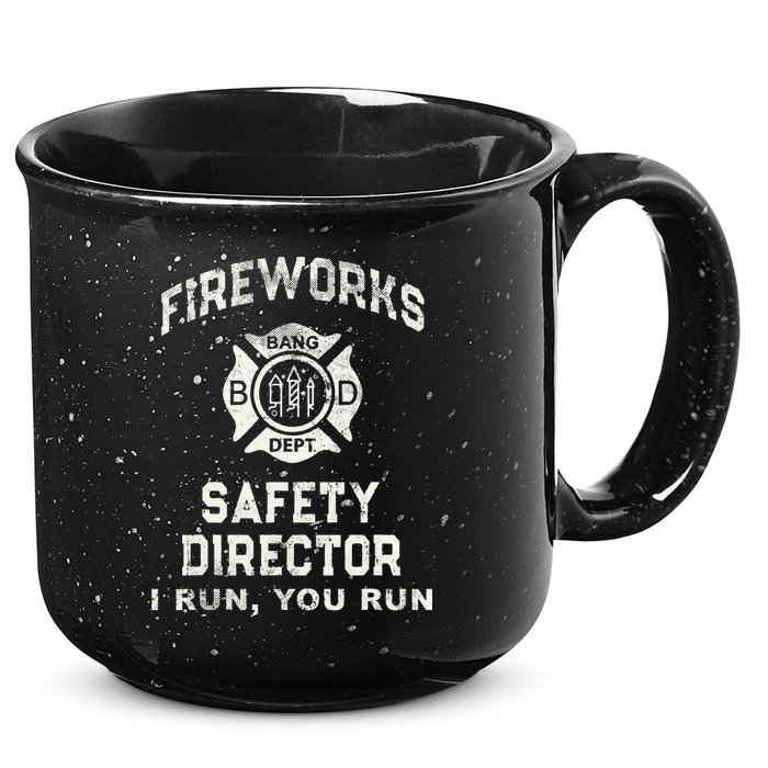 Funny FIREWORKS SAFETY DIRECTOR Firefighter America Red Pyro 15oz Campfire Ceramic Mug