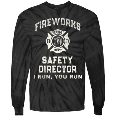 Funny FIREWORKS SAFETY DIRECTOR Firefighter America Red Pyro Tie-Dye Long Sleeve Shirt