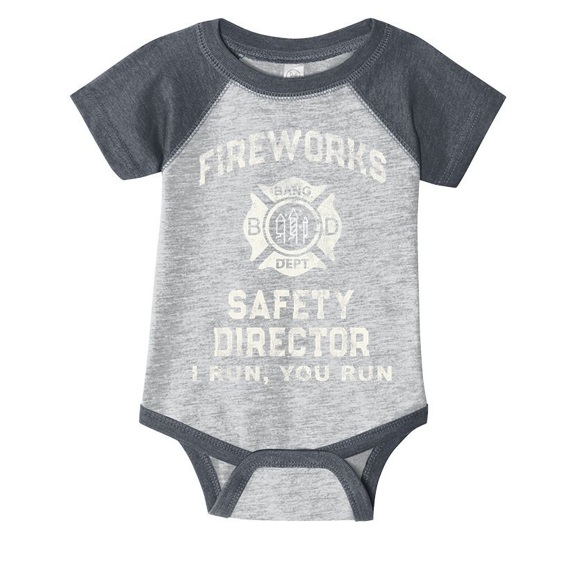 Funny FIREWORKS SAFETY DIRECTOR Firefighter America Red Pyro Infant Baby Jersey Bodysuit