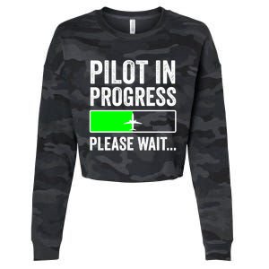 Funny Flight School Student Pilot In Progress Gift Cropped Pullover Crew