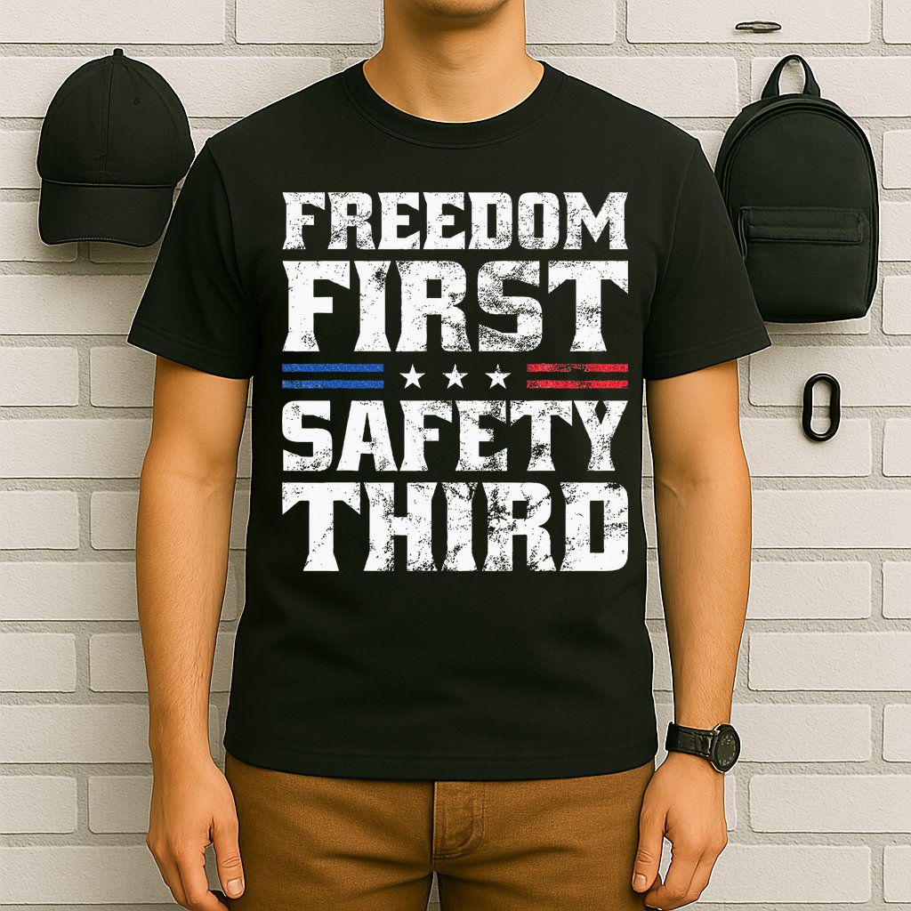 Freedom First Safety Third Fireworks 4th July Patriotic Men T-Shirt