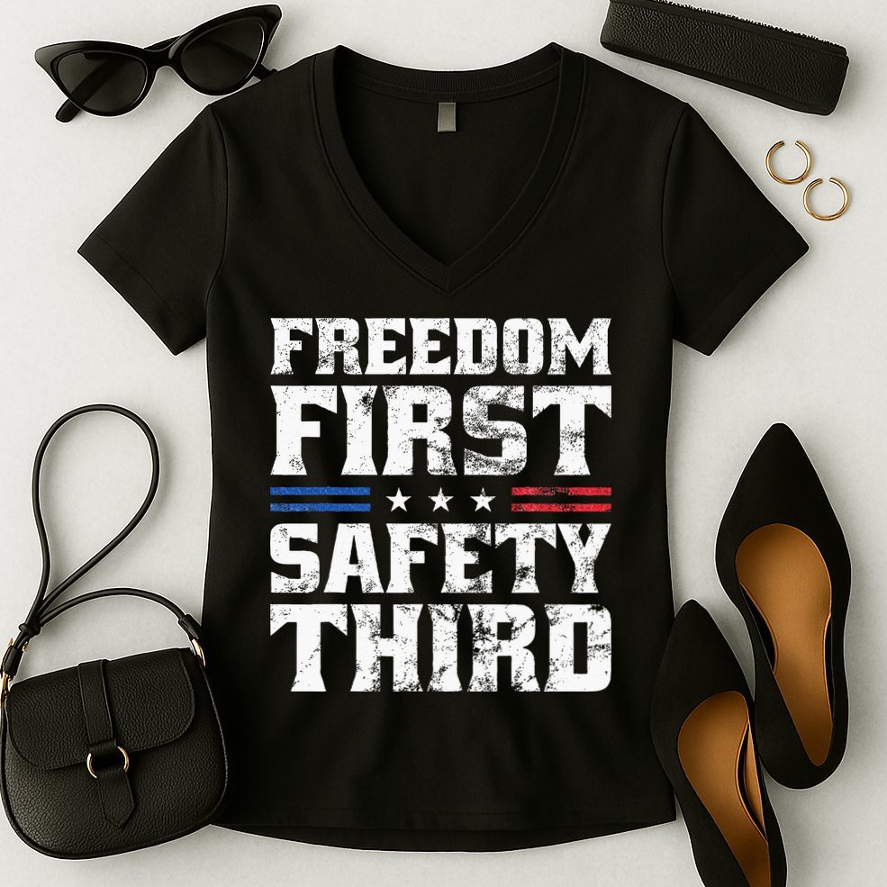 Freedom First Safety Third Fireworks 4th July Patriotic Men Women's V-Neck T-Shirt